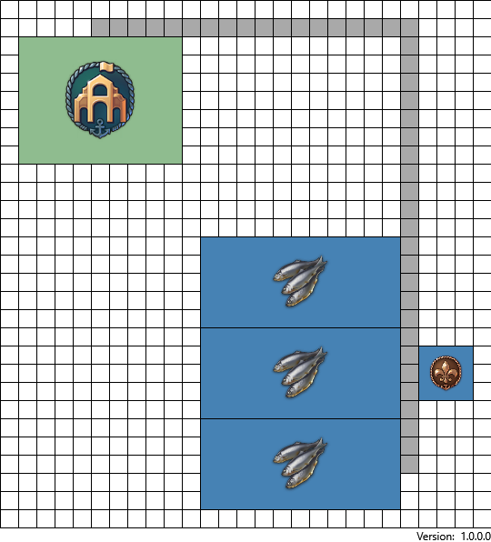 Fishery in Anno 1800 Layout 2 the same as layout 1 but fisheries are placed into the harbour. Does contain a harbourmasters office.