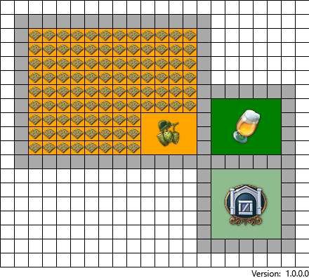Hop farm in Anno 1800 layout with brewery