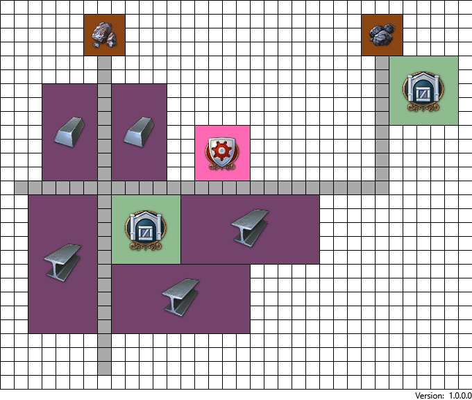 Steel beams in Anno 1800 layout using a Trade union