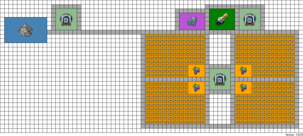 Simple layout for the production chain Champagne Cellar in Anno 1800