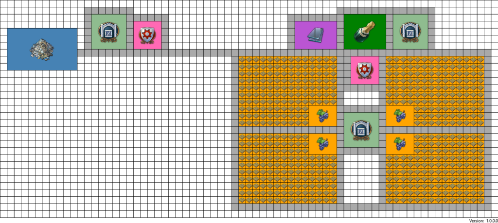 Simple layout for the production chain Champagne Cellar in Anno 1800 with Trade unions