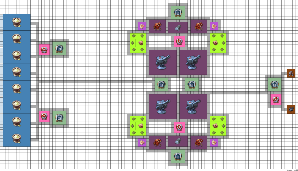 Layout for Advanced Weapons production chain in Anno 1800 with Trade unions