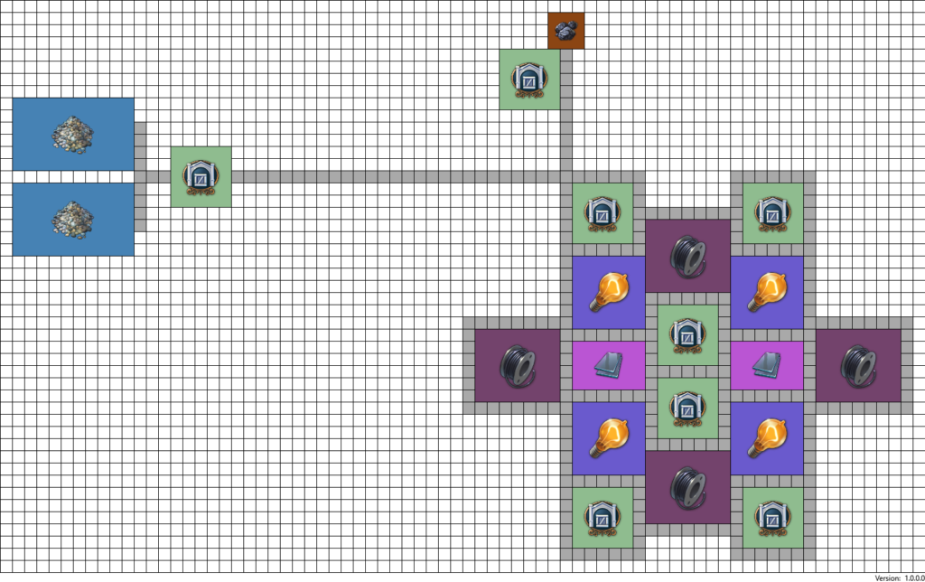 Light bulb production chain layout in Anno 1800