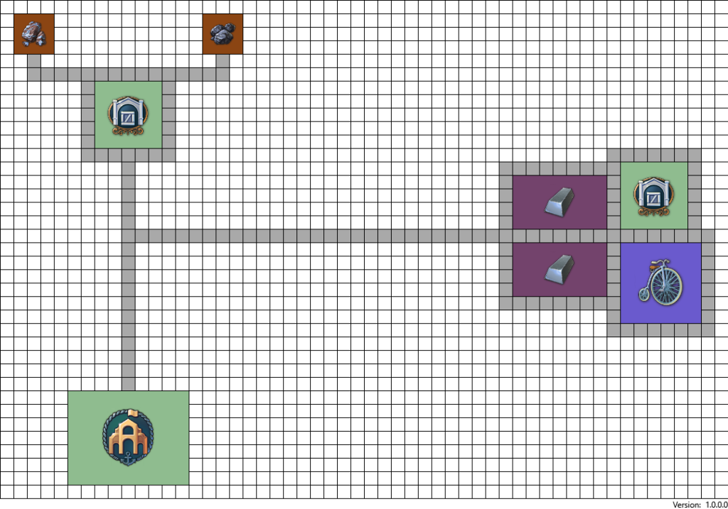 Simple layout for the Penny Farthing production chain